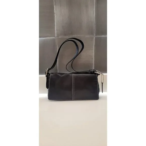 Y2K Vintage Coach East West Leather Cross Body Shoulder Bag 2000s Black Bag Vtg - Picture 1 of 8